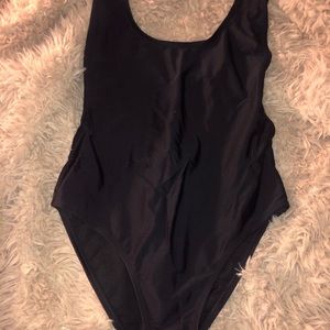 MISSGUIDED Black One Piece Low Cut Back Nylon Swimsuit